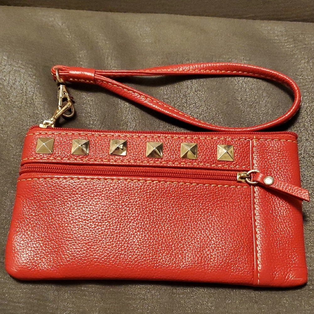 Red Studded Wristlet Clutch - Picture 3 of 8